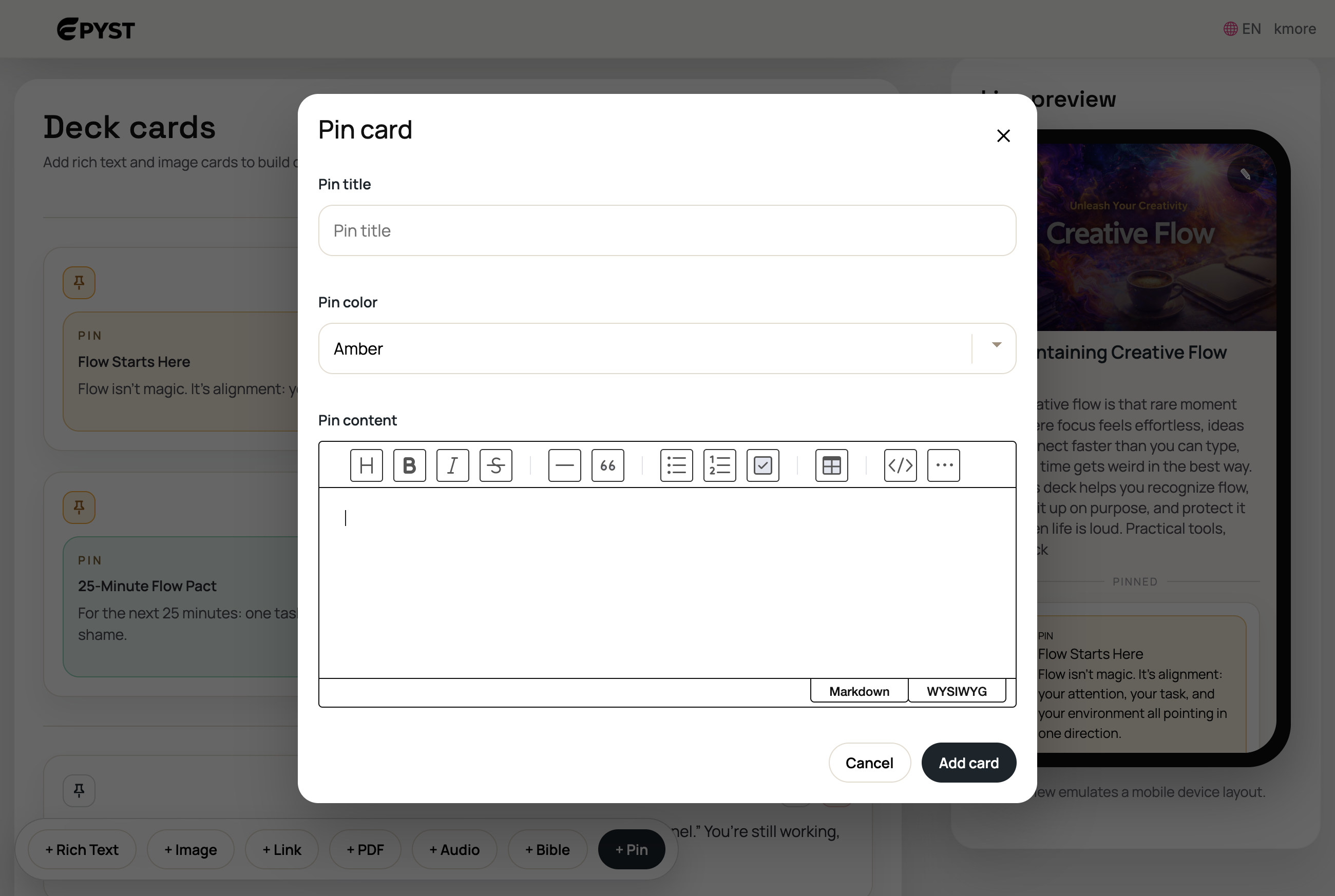 Epyst desktop preview